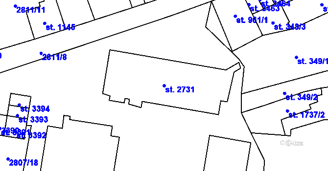 Parcela st. 2731 v KÚ Aš, Katastrální mapa