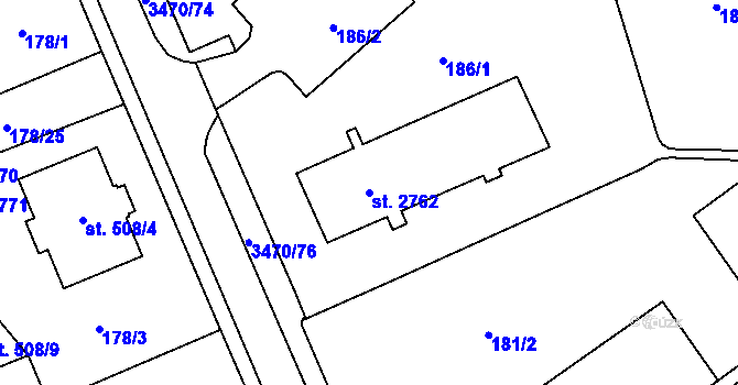 Parcela st. 2762 v KÚ Aš, Katastrální mapa