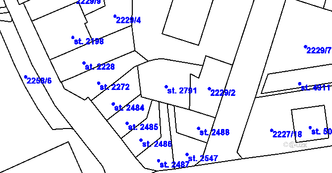 Parcela st. 2791 v KÚ Aš, Katastrální mapa