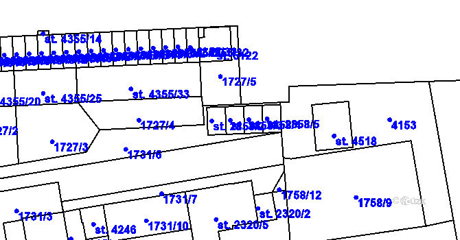 Parcela st. 2858/3 v KÚ Aš, Katastrální mapa