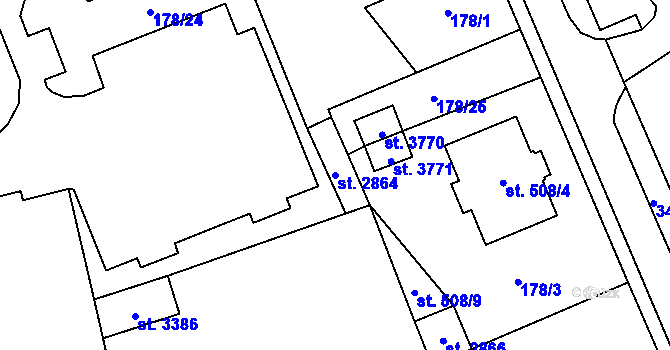 Parcela st. 2864 v KÚ Aš, Katastrální mapa