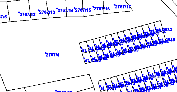 Parcela st. 2922 v KÚ Aš, Katastrální mapa