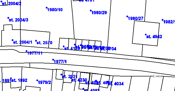 Parcela st. 2974 v KÚ Aš, Katastrální mapa