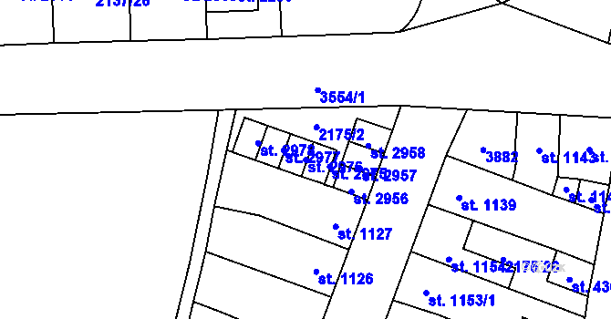 Parcela st. 2976 v KÚ Aš, Katastrální mapa
