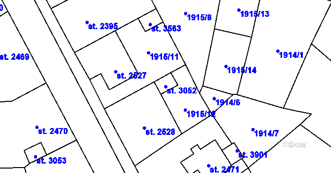 Parcela st. 3052 v KÚ Aš, Katastrální mapa