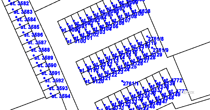 Parcela st. 3114 v KÚ Aš, Katastrální mapa