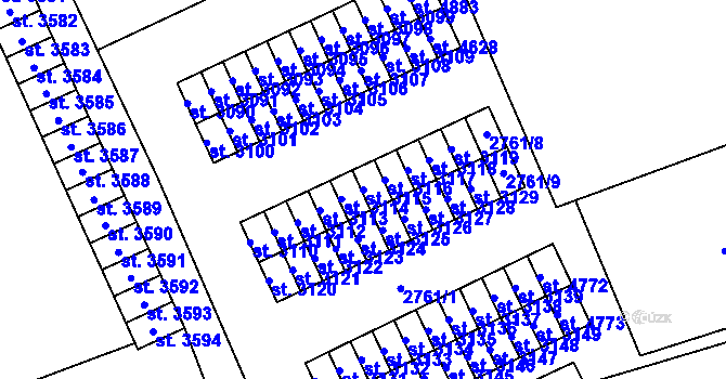 Parcela st. 3115 v KÚ Aš, Katastrální mapa