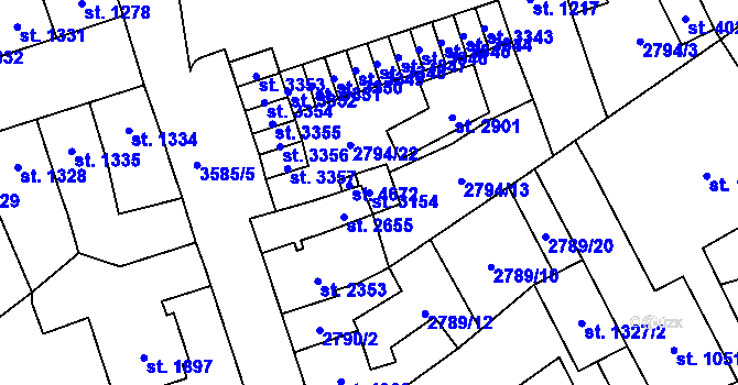 Parcela st. 3154 v KÚ Aš, Katastrální mapa