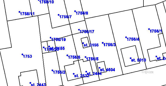 Parcela st. 3156 v KÚ Aš, Katastrální mapa