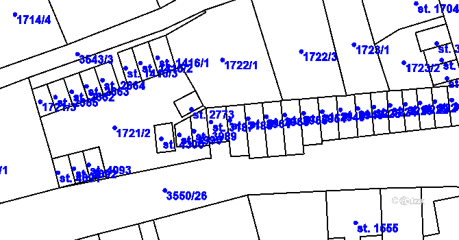Parcela st. 3186 v KÚ Aš, Katastrální mapa