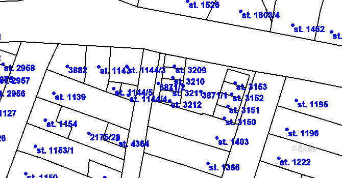Parcela st. 3211 v KÚ Aš, Katastrální mapa