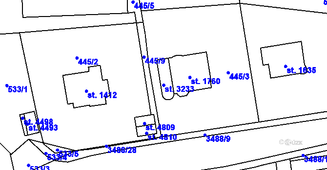 Parcela st. 3233 v KÚ Aš, Katastrální mapa