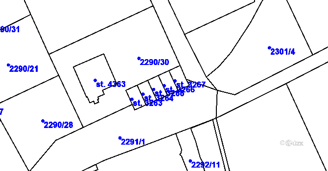 Parcela st. 3266 v KÚ Aš, Katastrální mapa