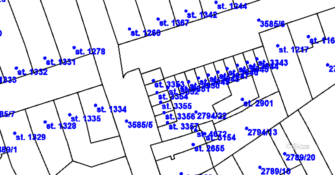 Parcela st. 3352 v KÚ Aš, Katastrální mapa
