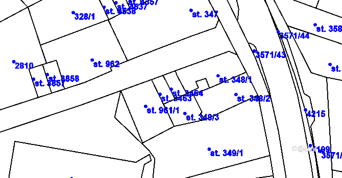 Parcela st. 3464 v KÚ Aš, Katastrální mapa