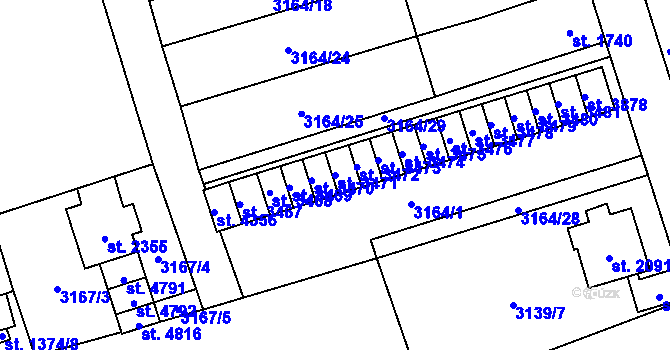 Parcela st. 3471 v KÚ Aš, Katastrální mapa