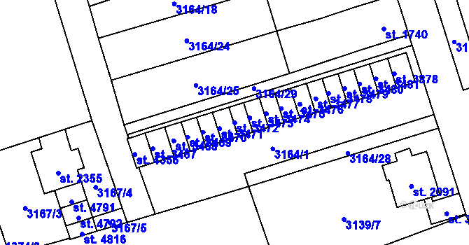 Parcela st. 3472 v KÚ Aš, Katastrální mapa