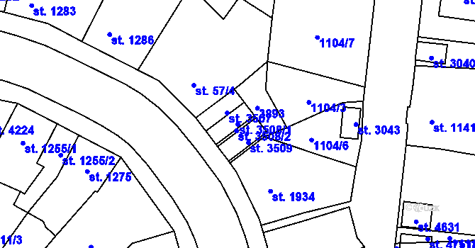 Parcela st. 3508/1 v KÚ Aš, Katastrální mapa