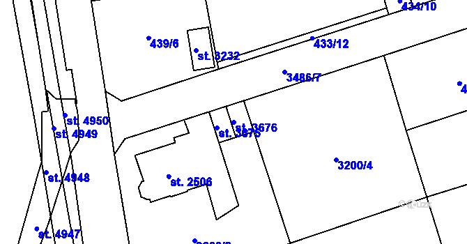 Parcela st. 3676 v KÚ Aš, Katastrální mapa