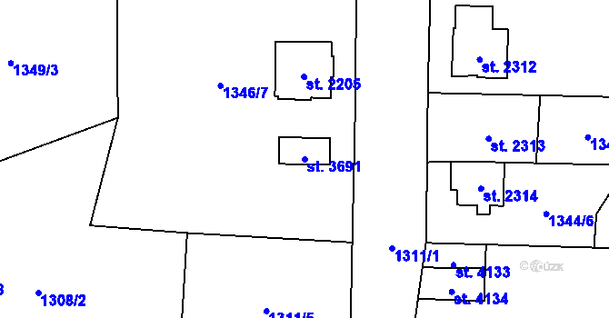 Parcela st. 3691 v KÚ Aš, Katastrální mapa