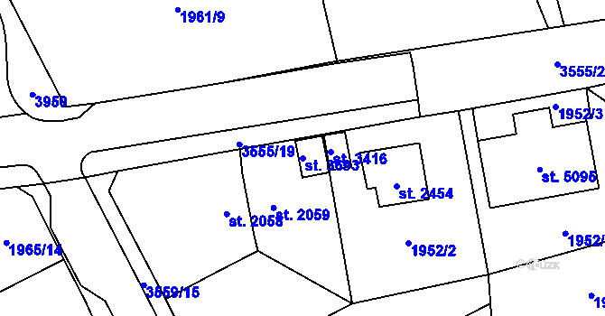 Parcela st. 3693 v KÚ Aš, Katastrální mapa