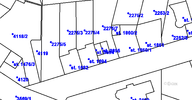 Parcela st. 3694 v KÚ Aš, Katastrální mapa