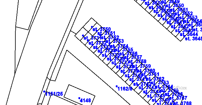 Parcela st. 3735 v KÚ Aš, Katastrální mapa