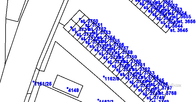 Parcela st. 3737 v KÚ Aš, Katastrální mapa