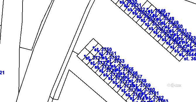 Parcela st. 3751 v KÚ Aš, Katastrální mapa