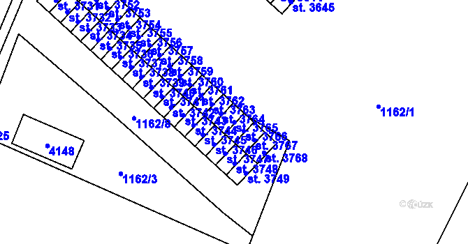 Parcela st. 3765 v KÚ Aš, Katastrální mapa