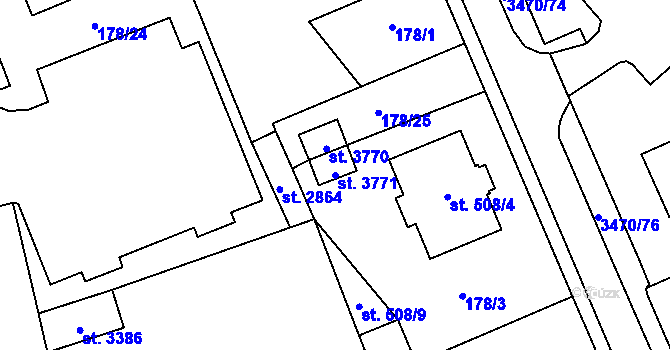 Parcela st. 3771 v KÚ Aš, Katastrální mapa
