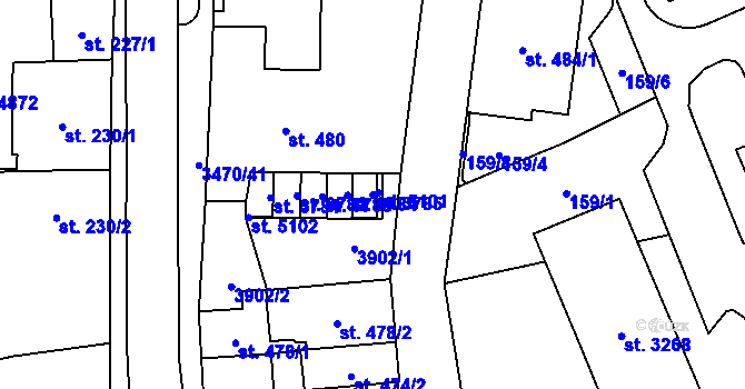 Parcela st. 3785 v KÚ Aš, Katastrální mapa