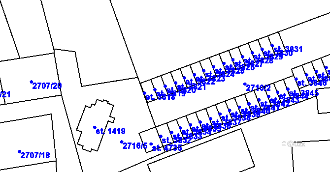 Parcela st. 3820 v KÚ Aš, Katastrální mapa