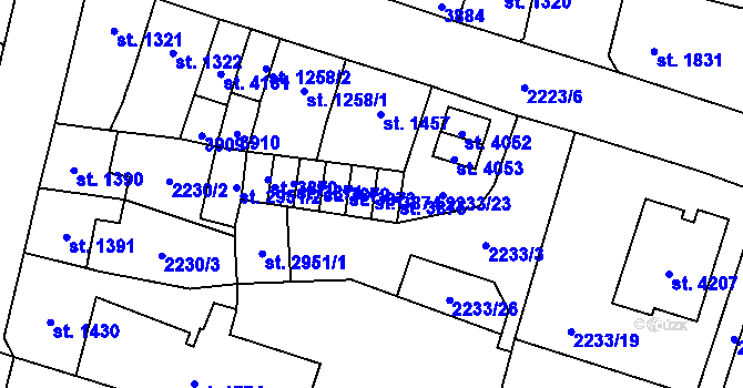 Parcela st. 3874 v KÚ Aš, Katastrální mapa