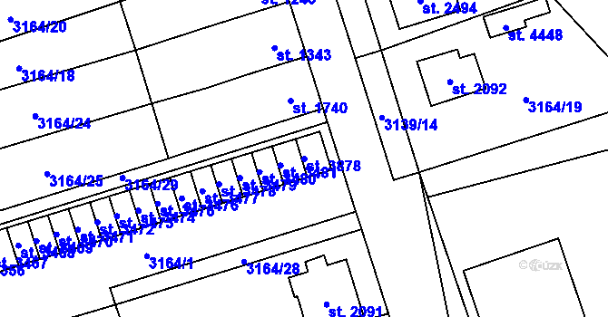 Parcela st. 3878 v KÚ Aš, Katastrální mapa