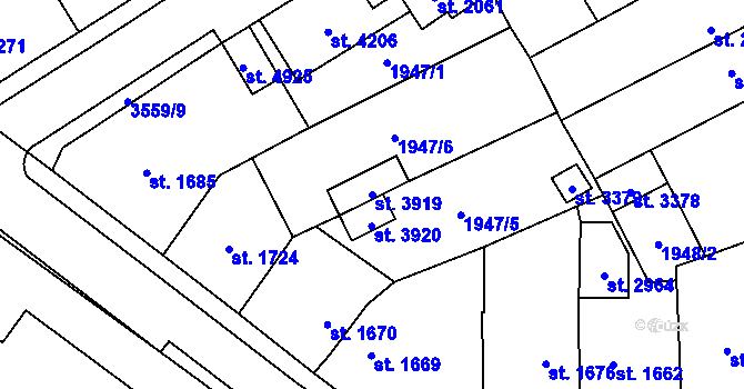 Parcela st. 3919 v KÚ Aš, Katastrální mapa
