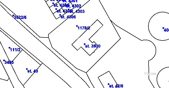 Parcela st. 3930 v KÚ Aš, Katastrální mapa
