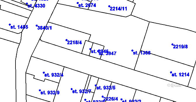 Parcela st. 3947 v KÚ Aš, Katastrální mapa