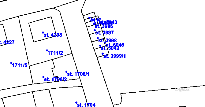 Parcela st. 3999/1 v KÚ Aš, Katastrální mapa