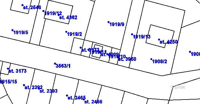 Parcela st. 4009 v KÚ Aš, Katastrální mapa