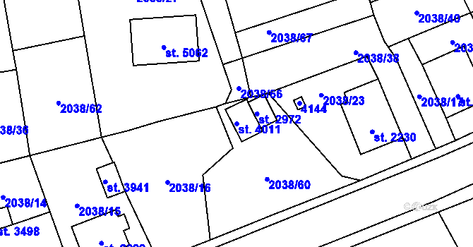 Parcela st. 4011 v KÚ Aš, Katastrální mapa