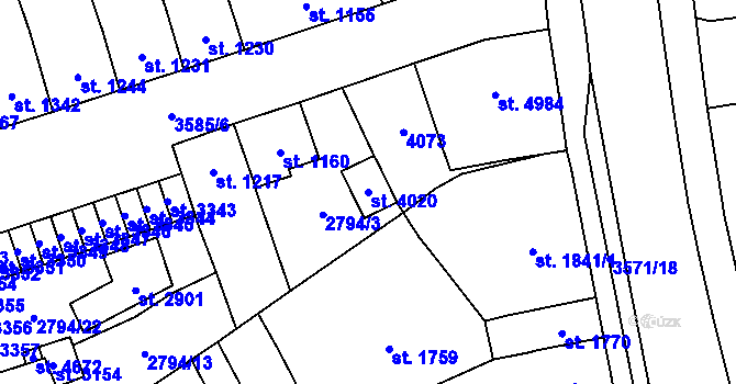 Parcela st. 4020 v KÚ Aš, Katastrální mapa