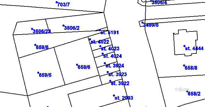 Parcela st. 4024 v KÚ Aš, Katastrální mapa