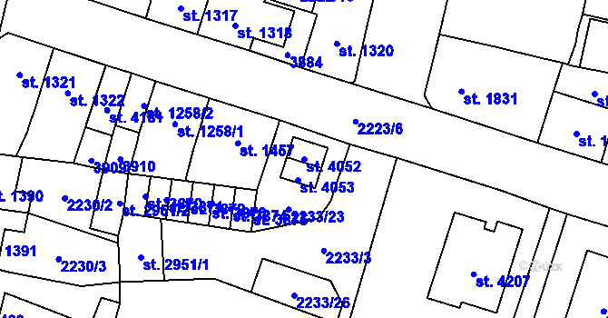 Parcela st. 4052 v KÚ Aš, Katastrální mapa