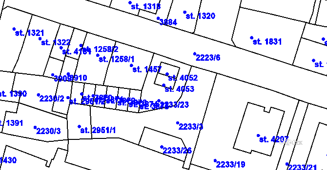 Parcela st. 4053 v KÚ Aš, Katastrální mapa