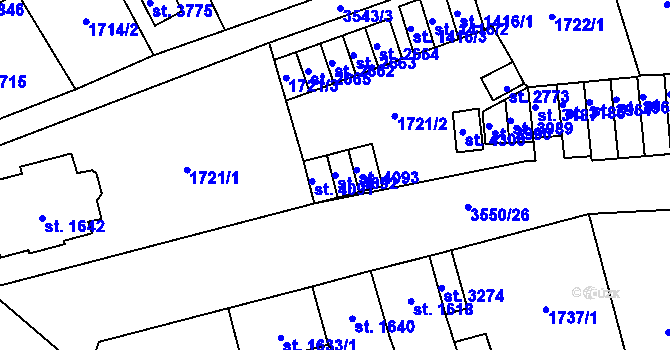 Parcela st. 4092 v KÚ Aš, Katastrální mapa