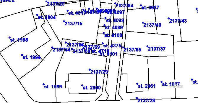 Parcela st. 4101 v KÚ Aš, Katastrální mapa