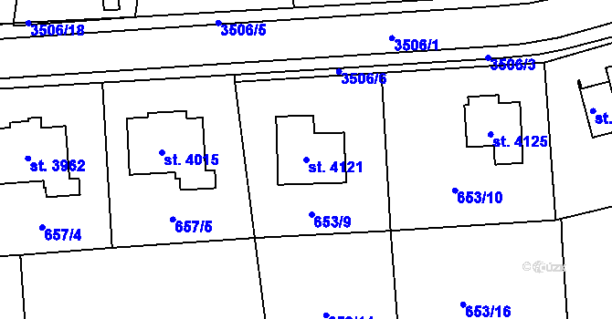 Parcela st. 4121 v KÚ Aš, Katastrální mapa