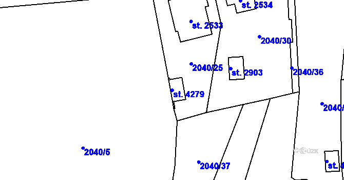 Parcela st. 4279 v KÚ Aš, Katastrální mapa