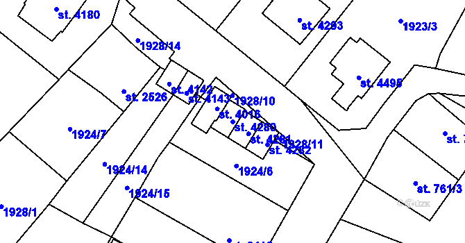 Parcela st. 4280 v KÚ Aš, Katastrální mapa